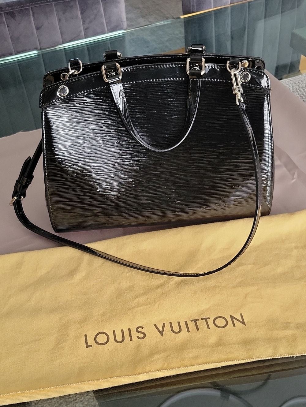 Louis Vuitton Black Patent Epi Brea MM Bag